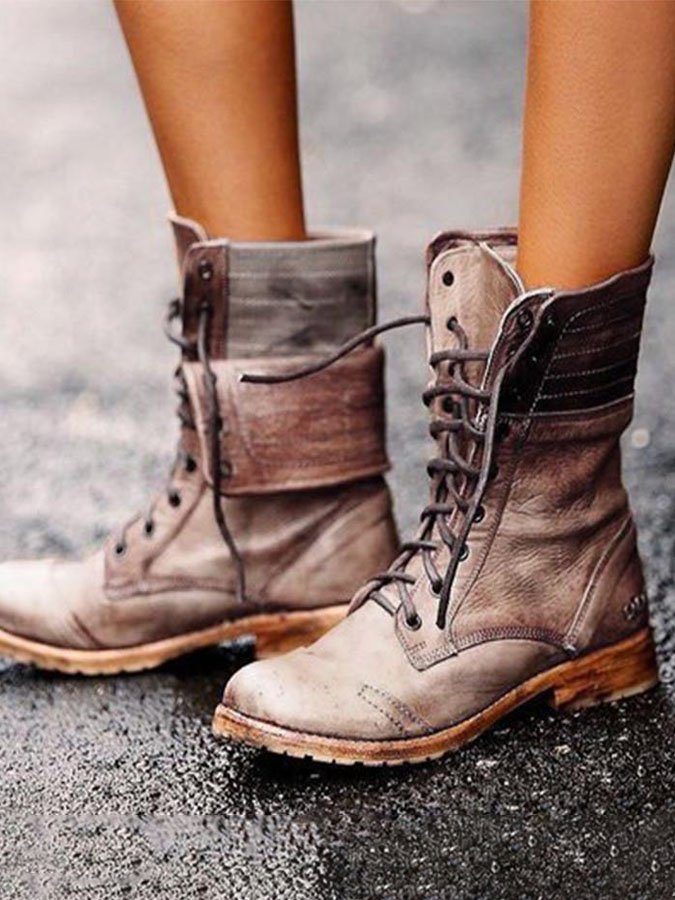 Fashion Cross Lace Up Women's Martin Boots